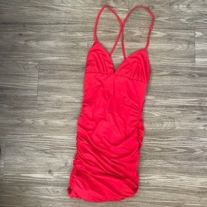Tiger mist ruched red dress